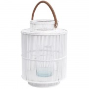 Round Rattan & Bamboo Lantern - White